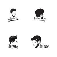 Barber Shop Hair Style Silhouette Vector Template