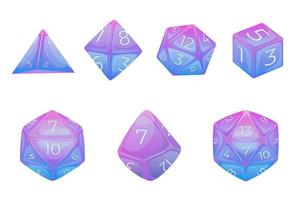 Board game dice, beautiful bright and colorful dice, illustration set, vector