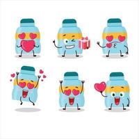 Drink bottle cartoon character with love cute emoticon vector