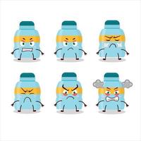 Drink bottle cartoon character with various angry expressions vector