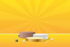 Yellow studio background with a podium for product display vector