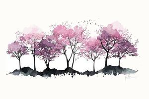 watercolor cherry blossom grove illustration design vector