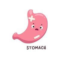 Stomach sick, body organ character, unhealthy vector