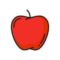 Red apple raw fruit vegetarian food snack icon vector