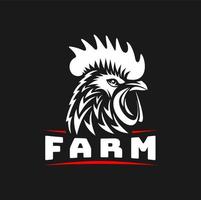 Agriculture farm rooster mascot icon, chicken cock vector