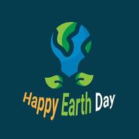Happy earth day logo vector art illustration
