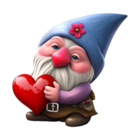 Valentin journée gnome avec rose cœurs png