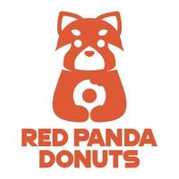 moderno mascota plano diseño sencillo minimalista linda rojo panda rosquilla logo icono diseño modelo vector con moderno ilustración concepto estilo para cafetería, panadería comercio, restaurante, insignia, emblema y etiqueta