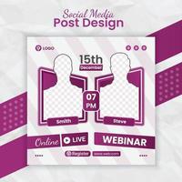 Digital marketing online business live streaming webinar and corporate conference social media post banner template for marketing agency flyer with creative layout style and business post card vector