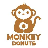 Modern mascot flat design simple minimalist cute monkey ape donut logo icon design template vector with modern illustration concept style for cafe, bakery shop, restaurant, badge, emblem and label