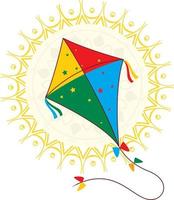 Creative colored kite icon with suvo noboborsho bangla new year vector