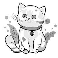 Coloring Page Outline Of cartoon fluffy Cute cat. Coloring book page for children. vector