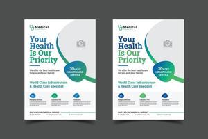 a4 corporativo negocio cuidado de la salud y médico folleto folleto volantes, folleto, cubrir diseño modelo. vector