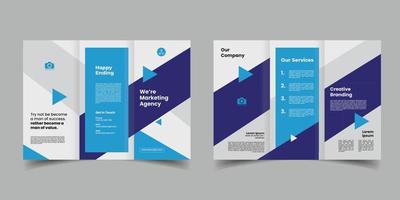 editable a4 blue business trifold brochure template design vector