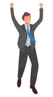 Vector illustration of happy businessman jumping