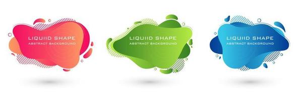 Set of abstract liquid shape graphic elements. Colorful gradient fluid design. Template for presentation, logo, banner. Vector illustration