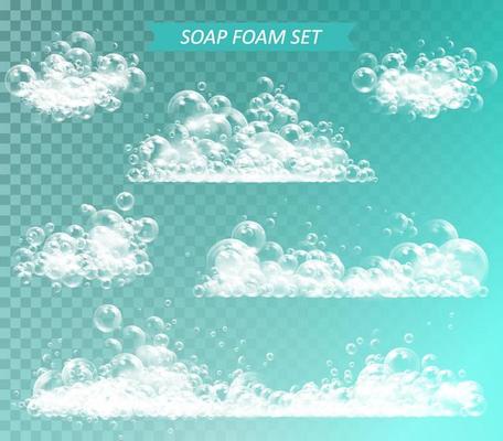 Soap foam with bubbles isolated vector illustration