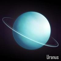 Realistic Uranus planet Isolated on dark background. Vector illustration.