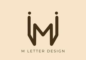 Unique Mono line design of M initial letter vector