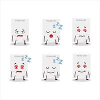 Cartoon character of to-do list paper with sleepy expression vector