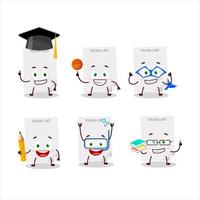 School student of to-do list paper cartoon character with various expressions vector