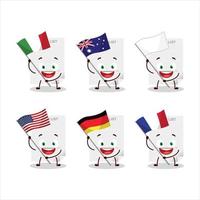 que hacer lista papel dibujos animados personaje traer el banderas de varios países vector