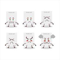 To-do list paper cartoon character with various angry expressions vector