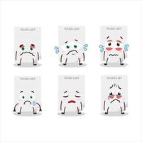 To-do list paper cartoon character with sad expression vector