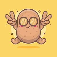 funny potato vegetable character mascot with peace sign hand gesture isolated cartoon in flat style design vector