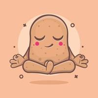 calm potato vegetable character mascot with yoga meditation pose isolated cartoon in flat style design vector