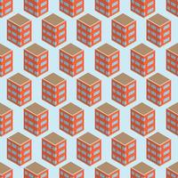 Isometric building seamless pattern. Urban architecture concept background. City buildings in isometric style. Vector illustration.