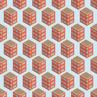 Isometric building seamless pattern. Urban architecture concept background. City buildings in isometric style. Vector illustration.