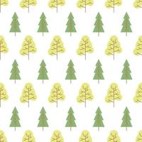Seamless pattern with colored trees on white background. Vector illustration.