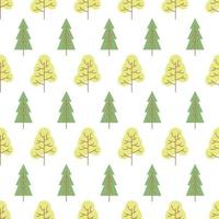 Seamless pattern with colored trees on white background. Vector illustration.