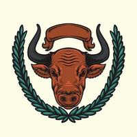 Cow Head Farm Logo Vintage illustration vector