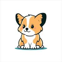 linda pequeño perro kawaii vector logo