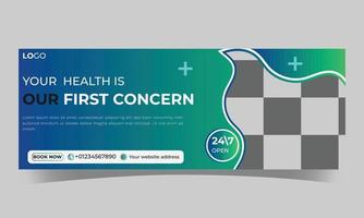 Medical healthcare timeline cover design template with gradient color vector