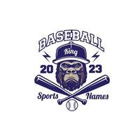 logo monkey baseball vector illustration