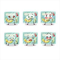 Lunch box cartoon character with sad expression vector