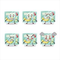 Lunch box cartoon character with various angry expressions vector