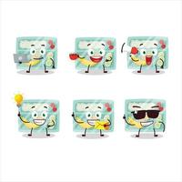 Lunch box cartoon character with various types of business emoticons vector