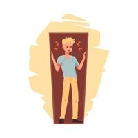 Fear of confined spaces or claustrophobia, flat vector illustration isolated.