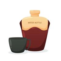 Camping water flask. water bottle travel and hiking equipment vector