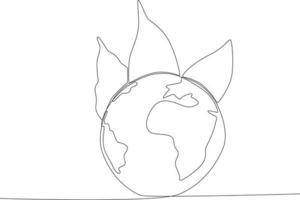 An earth with three leaves behind it vector