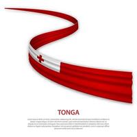 Waving ribbon or banner with flag of Tonga vector