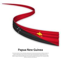 Waving ribbon or banner with flag of Papua New Guinea vector