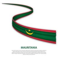 Waving ribbon or banner with flag of Mauritania vector