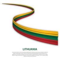 Waving ribbon or banner with flag of Lithuania vector