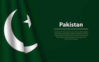 Wave flag of Pakistan with copyspace background. vector