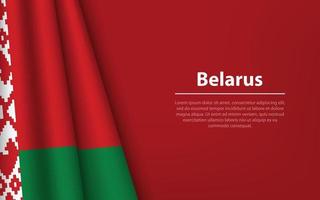 Wave flag of Belarus with copyspace background. vector